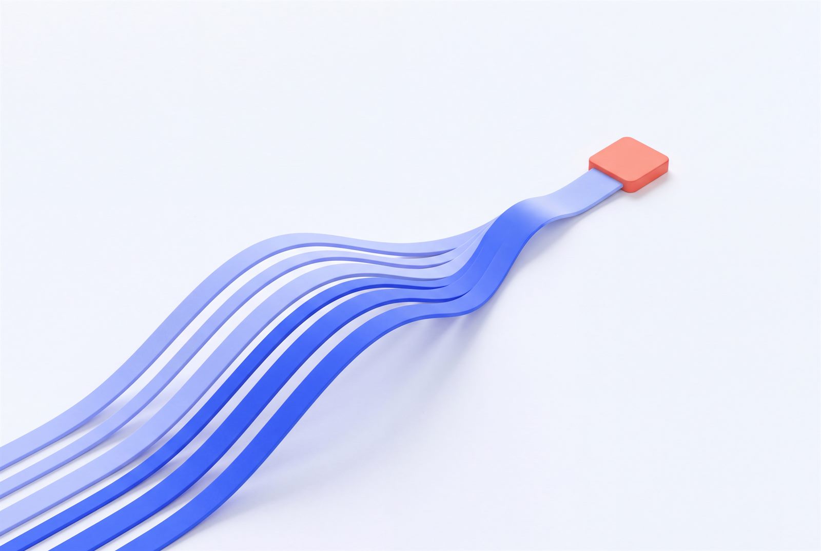 Many advertising channels flowing and converging into one synchronized signal